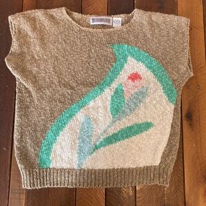 Women’s vintage Worthington sweater vest  Cotton Ramie Blend size medium flower